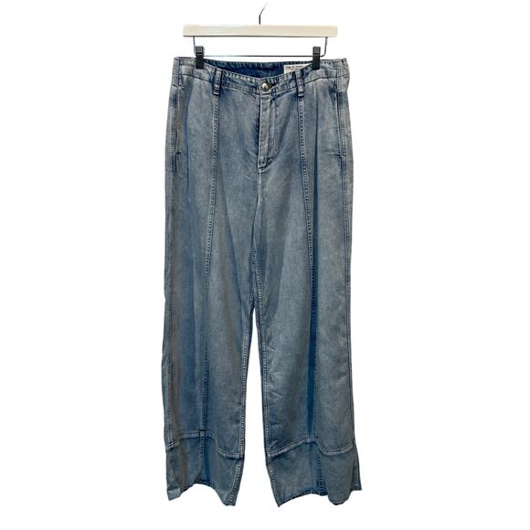 RAG & BONE WMNS 31 FEATHERWEIGHT ARIANNA CROPPED PALAZZO BLUE WIDE LEG JEANS NEW - Picture 5 of 13